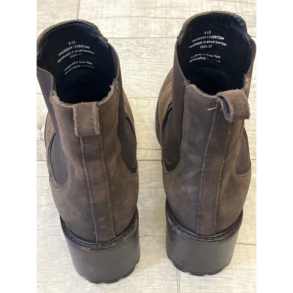 Thursday Boot Co. Women's Chelsea Boots Dark Brown Suede Block Heel Size‎ 8